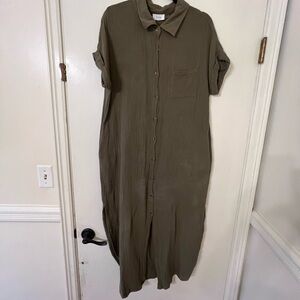 Blue Ivy Button Up Midi Shirt Dress with Pockets